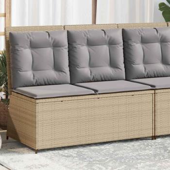 ARDEBO.de - Gartenbank Verstellbar mit Kissen Beige Poly Rattan