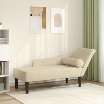 ARDEBO.de - Chaiselongue mit Kissen Creme Stoff