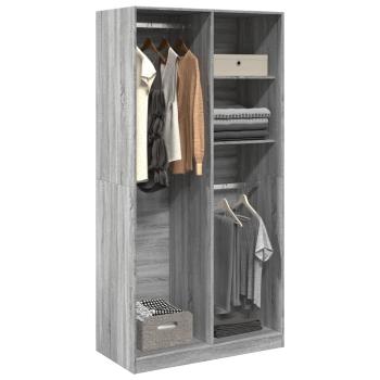 ARDEBO.de - Kleiderschrank Grau Sonoma 100x50x200 cm Holzwerkstoff