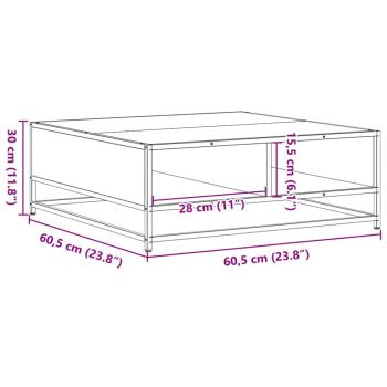 Couchtisch Braun Eiche 60,5x60,5x30 cm Holzwerkstoff und Metall