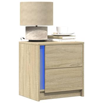 ARDEBO.de - Nachttische mit LED-Leuchten 2 Stk. Sonoma Eiche Holzwerkstoff