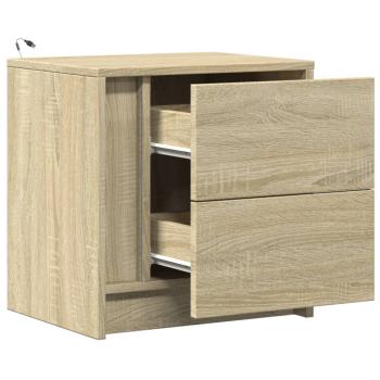 Nachttische mit LED-Leuchten 2 Stk. Sonoma Eiche Holzwerkstoff
