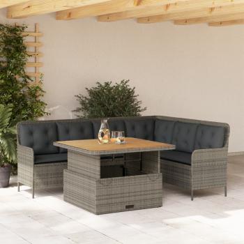 ARDEBO.de - 2-tlg. Garten-Sofagarnitur mit Auflagen Poly Rattan Grau