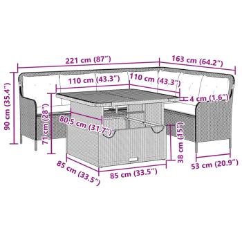 2-tlg. Garten-Sofagarnitur mit Auflagen Poly Rattan Grau