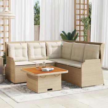 ARDEBO.de - 4-tlg. Garten-Lounge-Set mit Kissen Beige Poly Rattan