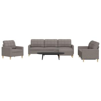 ARDEBO.de - 4-tlg. Sofagarnitur mit Fußhocker Taupe Stoff