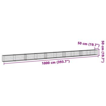 Gabione mit Deckel 1000x50x50 cm Verzinktes Eisen
