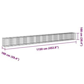 Gabione mit Deckel 1150x100x100 cm Verzinktes Eisen