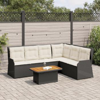 ARDEBO.de - 5-tlg. Garten-Lounge-Set mit Kissen Schwarz Poly Rattan