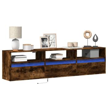 ARDEBO.de - TV-Wandschrank mit LED Räuchereiche 180x31x45 cm