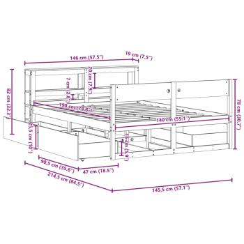 Massivholzbett ohne Matratze Wachsbraun 140x190 cm Kiefernholz
