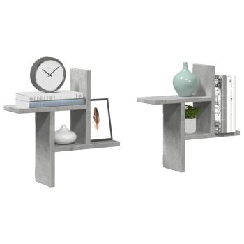 ARDEBO.de - Wandregale 2 Stk. Betongrau 38x12x38 cm Holzwerkstoff