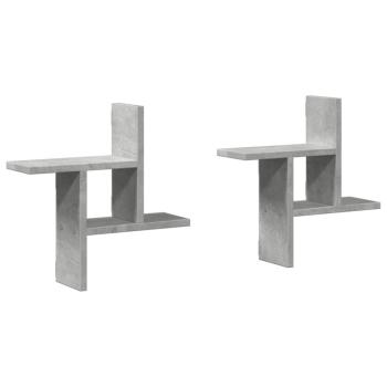 ARDEBO.de - Wandregale 2 Stk. Betongrau 38x12x38 cm Holzwerkstoff