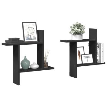 ARDEBO.de - Wandregale 2 Stk. Schwarz 50x12x50 cm Holzwerkstoff