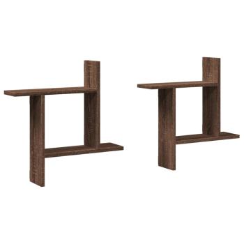 ARDEBO.de - Wandregale 2 Stk. Braun Eichen-Optik 50x12x50 cm Holzwerkstoff