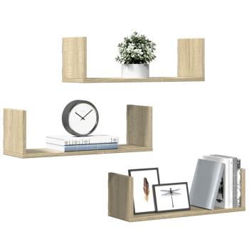 ARDEBO.de - Wandregale 3 Stk. Sonoma-Eiche 58x18x18 cm Holzwerkstoff