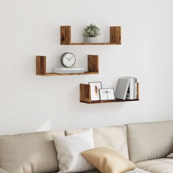 Wandregale 3 Stk. Altholz-Optik 58x18x18 cm Holzwerkstoff