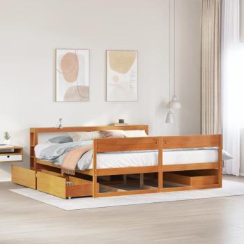 ARDEBO.de - Massivholzbett ohne Matratze Wachsbraun 180x200 Kiefernholz