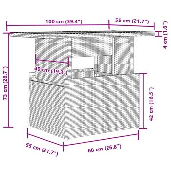 9-tlg. Garten-Sofagarnitur mit Kissen Hellgrau Poly Rattan