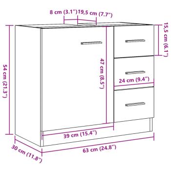 Waschbeckenunterschrank Altholz-Optik 63x30x54 cm Holzwerkstoff
