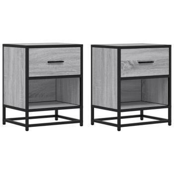 ARDEBO.de - Nachttische 2 Stk. Grau Sonoma 40x31x50 cm Holzwerkstoff