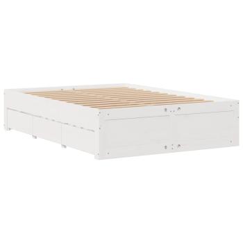 Massivholzbett ohne Matratze mit Schubladen Weiß 150x200 cm