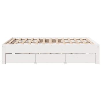 Massivholzbett ohne Matratze mit Schubladen Weiß 150x200 cm