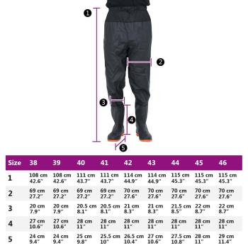 Hüftwathose mit Stiefeln Schwarz Größe 43