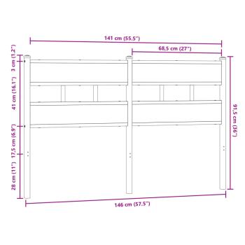Kopfteil Braun Eichen-Optik 140 cm Stahl und Holzwerkstoff