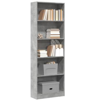 ARDEBO.de - Bücherregal Betongrau 60x24x176 cm Holzwerkstoff
