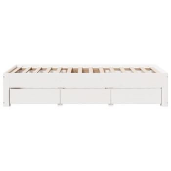 Massivholzbett ohne Matratze mit Schubladen Weiß 90x200 cm