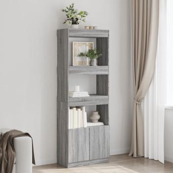 ARDEBO.de - Highboard 63x33x180 cm Grau Sonoma Holzwerkstoff