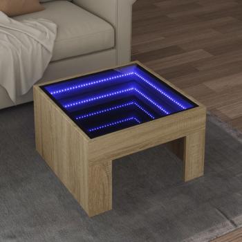 ARDEBO.de - Couchtisch mit Infinity-LED Sonoma-Eiche 50x50x30 cm