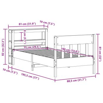 Massivholzbett ohne Matratze Wachsbraun 75x190 cm Kiefernholz