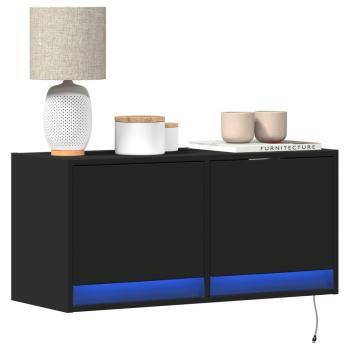 ARDEBO.de - TV-Wandschrank mit LED-Beleuchtung Schwarz 80x31x38 cm