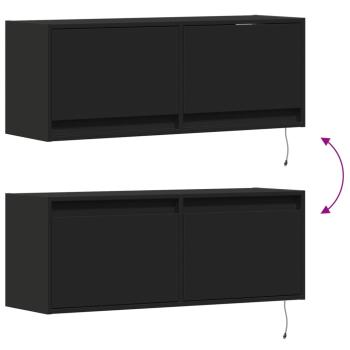 TV-Wandschrank mit LED-Beleuchtung Schwarz 100x31x35 cm