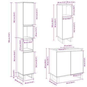 3-tlg. Badmöbel-Set Sonoma-Eiche Holzwerkstoff