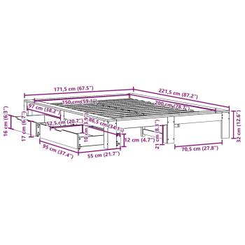 Massivholzbett ohne Matratze Wachsbraun 150x200 cm Kiefernholz