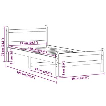 Massivholzbett ohne Matratze Wachsbraun 75x190 cm Kiefernholz