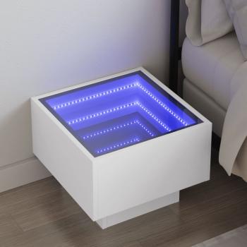 ARDEBO.de - Nachttisch mit Infinity-LED Weiß 40x40x30 cm