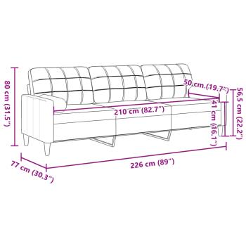 Sofa 3-Sitzer mit Zierkissen Weinrot 210 cm Stoff