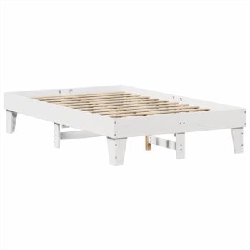 Massivholzbett ohne Matratze Weiß 135x190 cm Kiefernholz