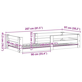 Massivholzbett ohne Matratze Wachsbraun 90x200 Kiefernholz