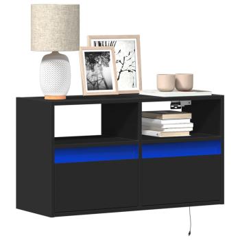 ARDEBO.de - TV-Wandschrank mit LED-Beleuchtung Schwarz 80x31x45 cm