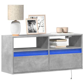 ARDEBO.de - TV-Wandschrank mit LED-Beleuchtung Betongrau 100x31x45 cm