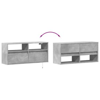 TV-Wandschrank mit LED-Beleuchtung Betongrau 100x31x45 cm