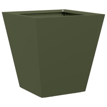 Pflanzkübel 2 Stk. Olivgrün 30x30x30 Stahl