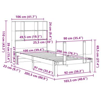 Massivholzbett mit Regal ohne Matratze 100x200 cm Kiefer