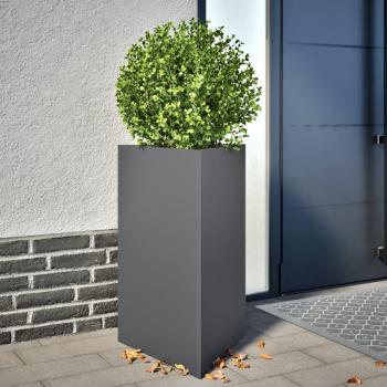 ARDEBO.de - Pflanzkübel Anthrazit Dreieckig 50x43x75 cm Stahl