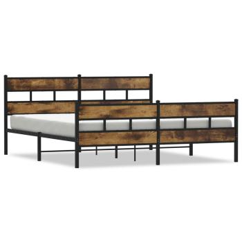Metallbett ohne Matratze Räuchereiche 193x203 cm